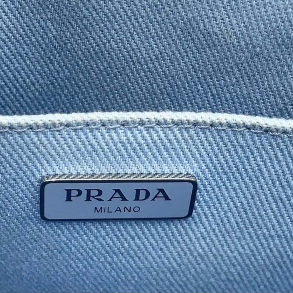 Prada Milano CELESTE BIAN SKY BLUE DRILL Blue & White Women's Bag crossbody bag - Picture 14 of 15